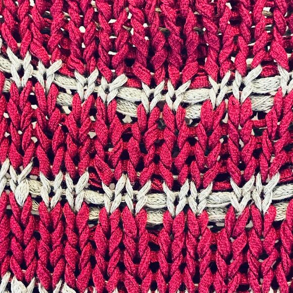 Free People Loose Knit Crochet Sweater - Women Size Small - Maroon and Gray - Picture 3 of 6